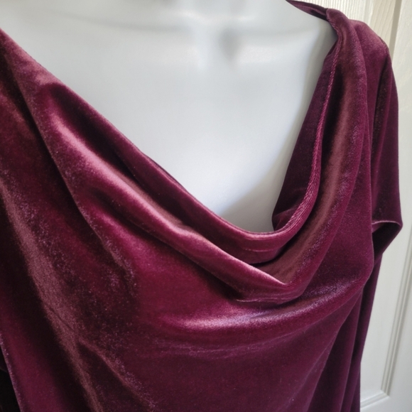Land's End purple velvet long sleeve drape neck top women's small size 6 - 8 - Picture 10 of 16